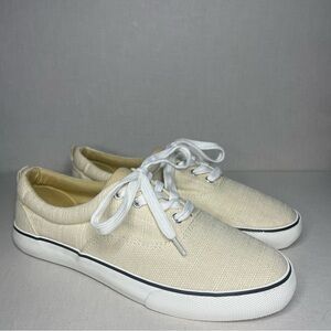 Universal Thread Canvas Sneakers Cream Ivory Lace Up Casual Shoes Size 6